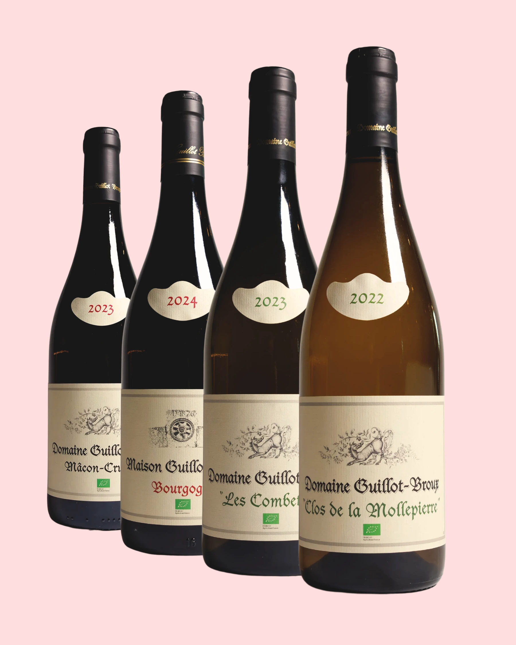 Guillot-Broux-4-pack.webp - fyra vinflaskor på parad.